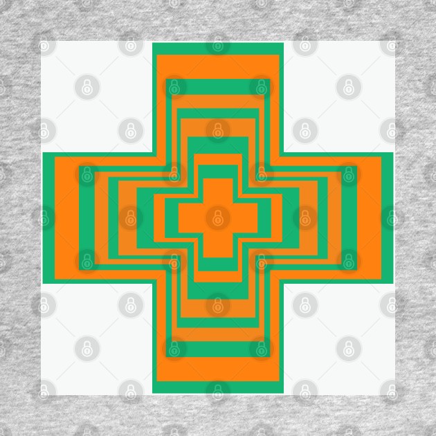 Abstract Cross Orange and Green by The Friendly Introverts